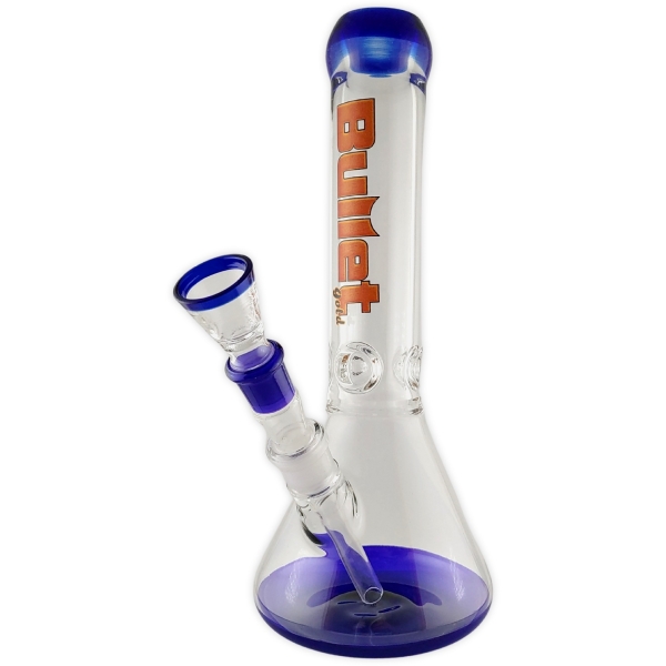 Glasbong Bullet Gold 7mm Biker Bong 32cm 18.8 Schliff Farbe Blau Kolben Eisbong 1